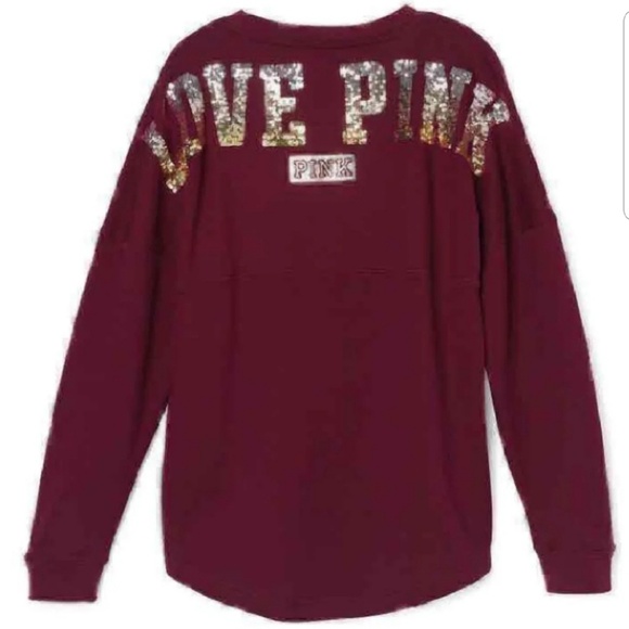 Victoria's Secret Sweaters - Victoria's Secret Burgundy Bling Crewneck Sweater